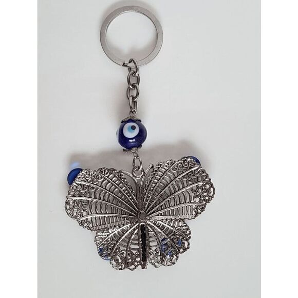 π¦ Butterfly Evil Eye Good Luck Charm Accessory Keychain Keyring NEWβW/GIFT BOX - Picture 10 of 11